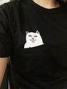 Women Summer T-Shirt with Printed Cat in Pocket