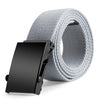 New Plain Canvas Military Web Belt Solid Black Metal Roller Buckle Mens Womens